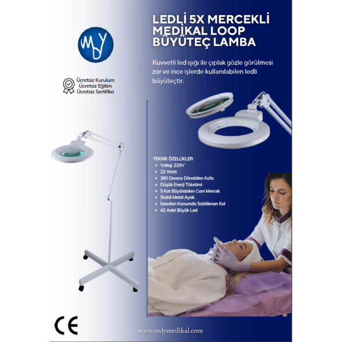 5X Cam Mercekli 42 LED'li Büyüteç Loop