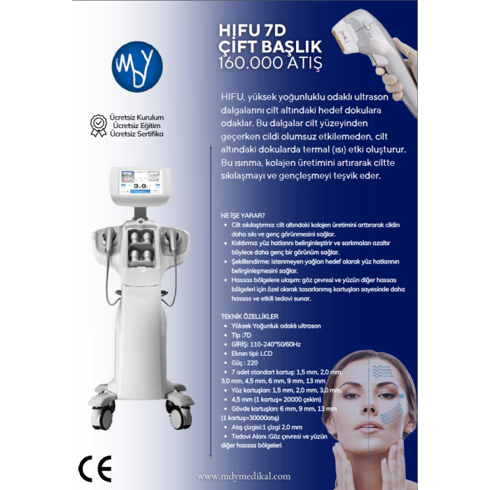 7D Çift Başlık HIFU 160.000 Atış