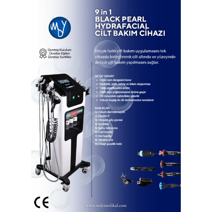 Black Pearl 9 Fonksiyonlu Otomatik Valfli 140 Kpa Vakum Gücü Cilt Bakım Cihazı