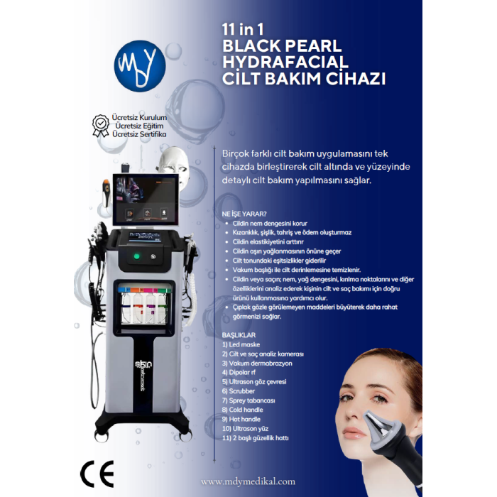 Cilt Analiz Ve Maskeli Hydrafacial Black Pearl Cilt Bakım Cihazı