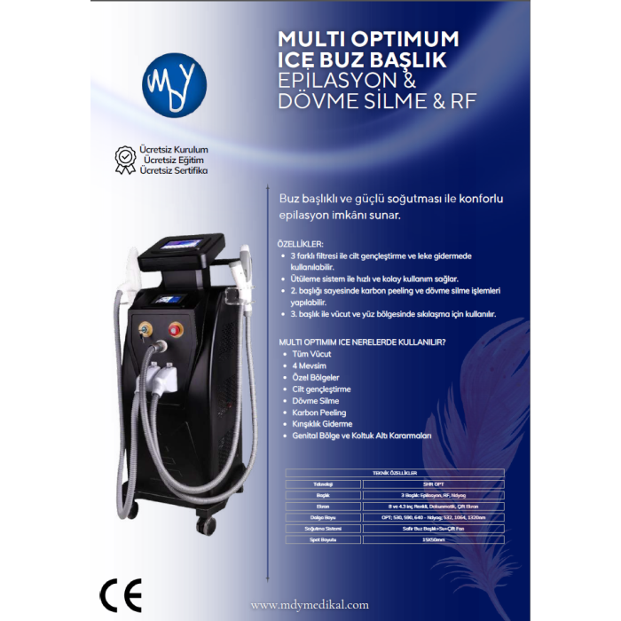 Multi Optimum Ice Buz Başlık Epilasyon & Dövme Silme & RF